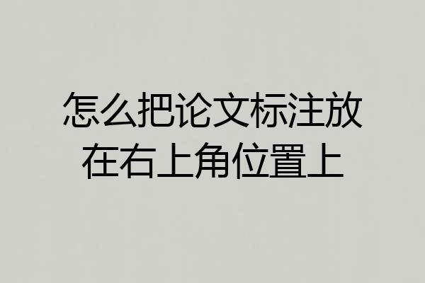 怎么把论文标注放在右上角位置上