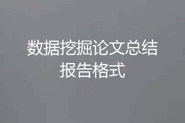 数据挖掘论文总结报告格式