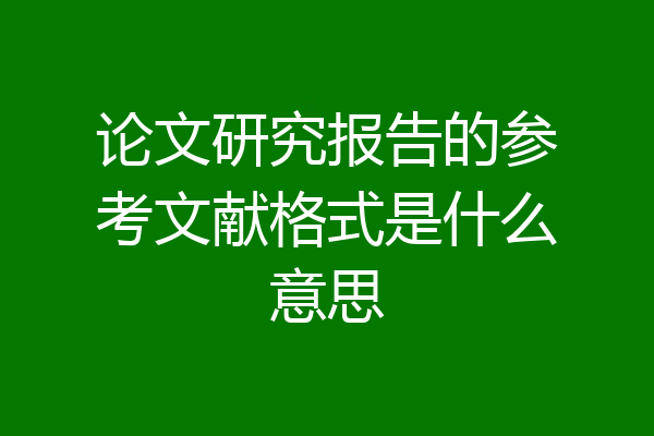 论文研究报告的参考文献格式是什么意思