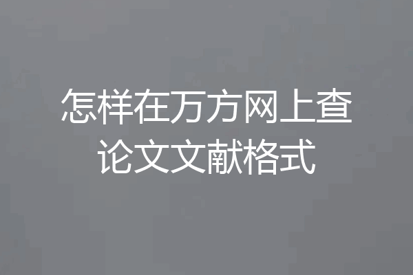 怎样在万方网上查论文文献格式