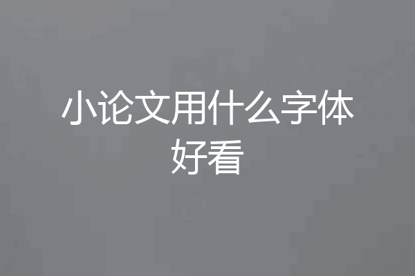 小论文用什么字体好看