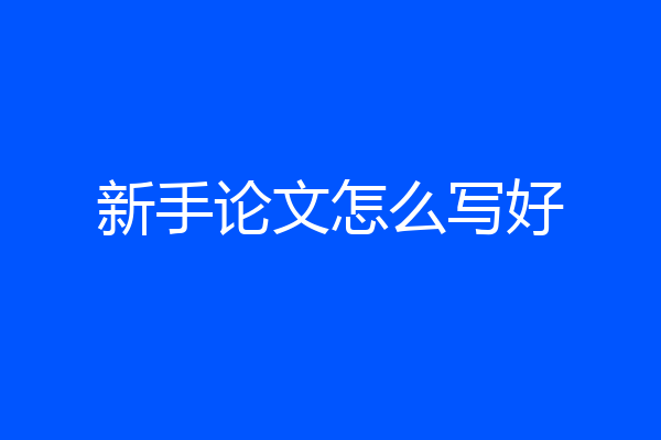 新手论文怎么写好