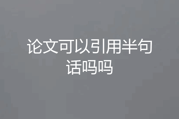 论文可以引用半句话吗吗