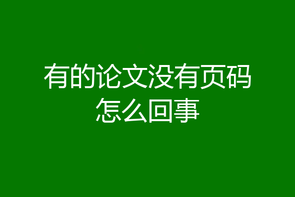 有的论文没有页码怎么回事