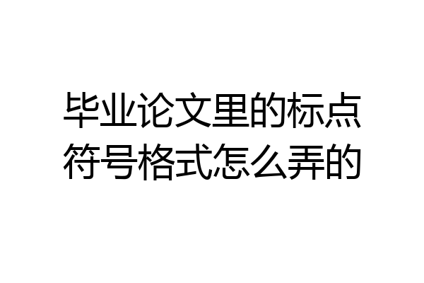 毕业论文里的标点符号格式怎么弄的