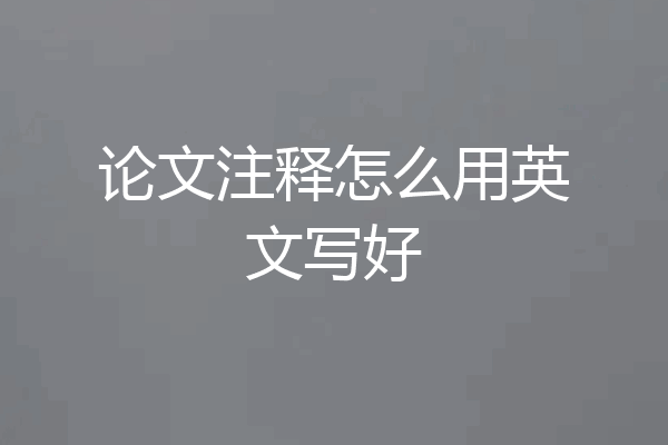 论文注释怎么用英文写好