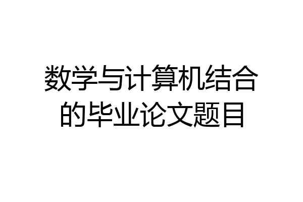 数学与计算机结合的毕业论文题目