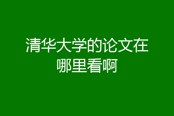 清华大学的论文在哪里看啊