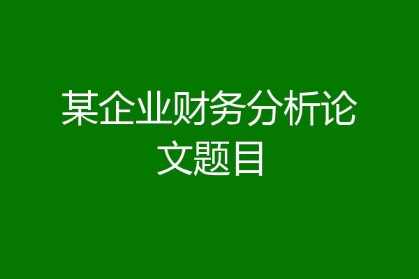 某企业财务分析论文题目