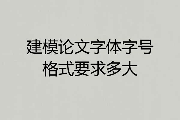 建模论文字体字号格式要求多大