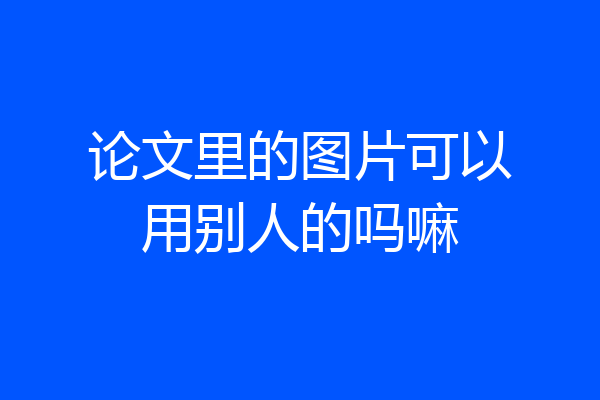 论文里的图片可以用别人的吗嘛