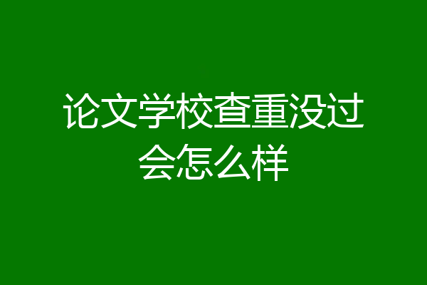 论文学校查重没过会怎么样