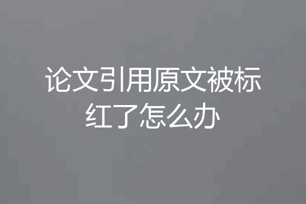 论文引用原文被标红了怎么办