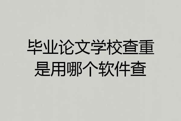 毕业论文学校查重是用哪个软件查