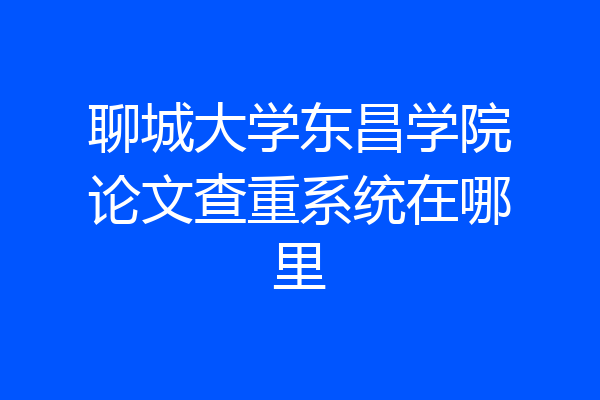 聊城大学东昌学院论文查重系统在哪里