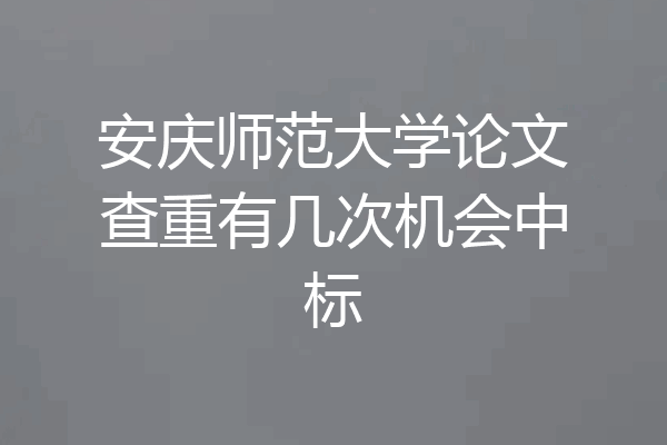 安庆师范大学论文查重有几次机会中标
