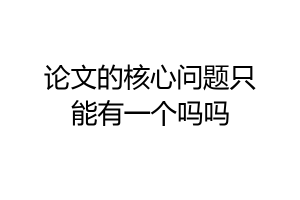 论文的核心问题只能有一个吗吗