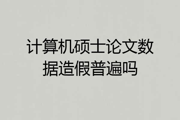 计算机硕士论文数据造假普遍吗