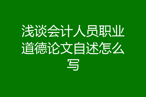 浅谈会计人员职业道德论文自述怎么写