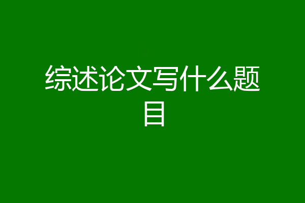 综述论文写什么题目