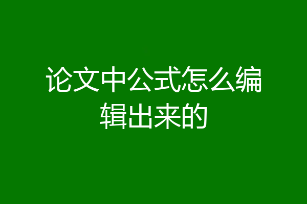 论文中公式怎么编辑出来的