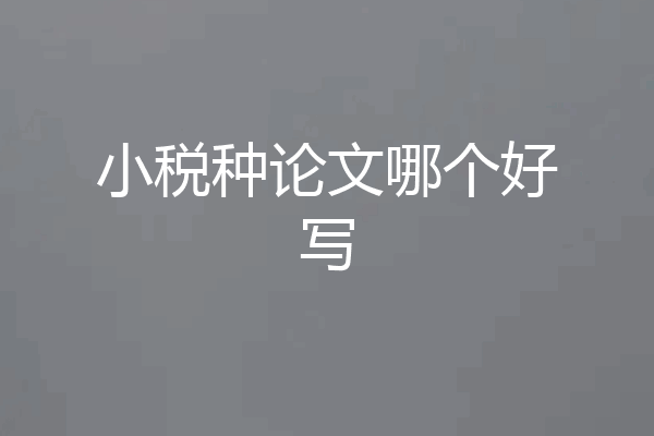 小税种论文哪个好写