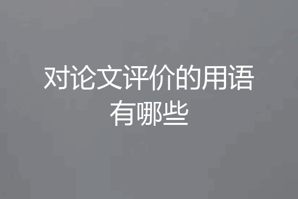 对论文评价的用语有哪些