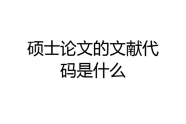 硕士论文的文献代码是什么