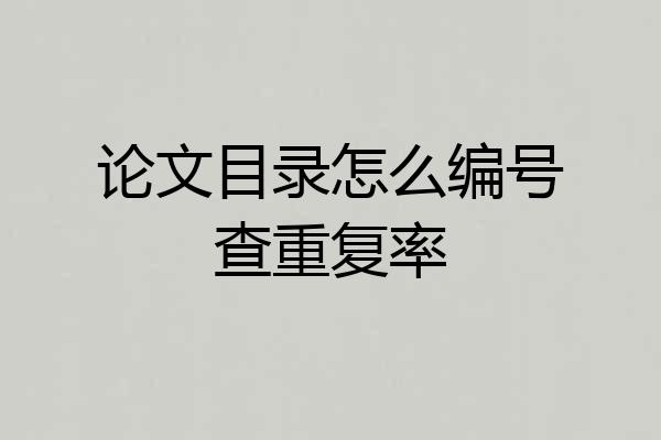 论文目录怎么编号查重复率