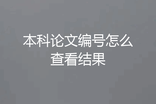 本科论文编号怎么查看结果