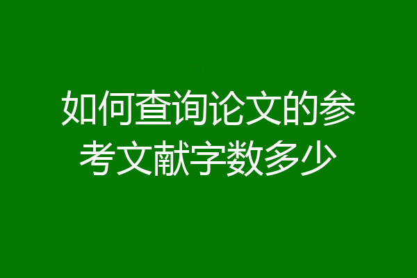 如何查询论文的参考文献字数多少