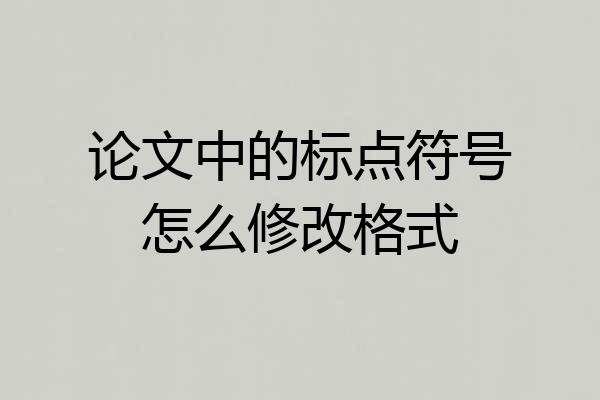 论文中的标点符号怎么修改格式