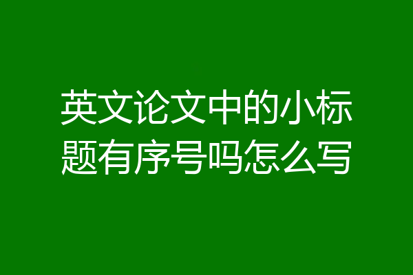 英文论文中的小标题有序号吗怎么写