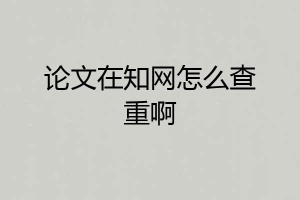 论文在知网怎么查重啊