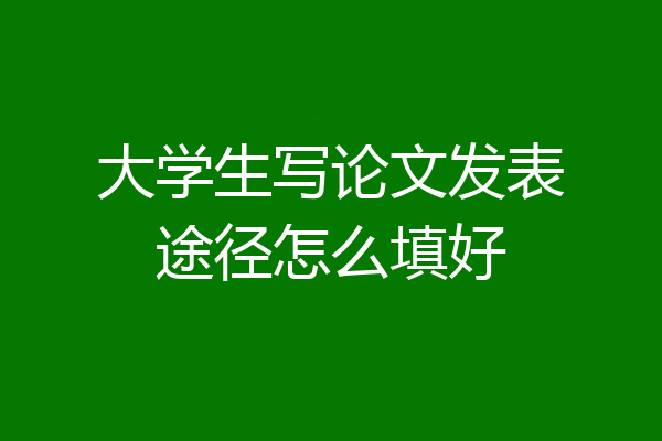 大学生写论文发表途径怎么填好