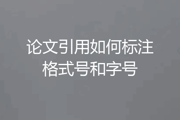 论文引用如何标注格式号和字号