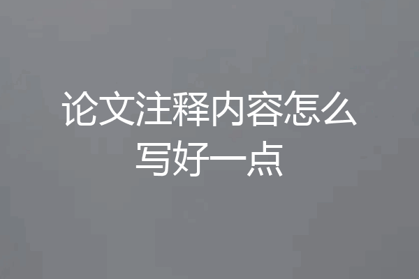 论文注释内容怎么写好一点