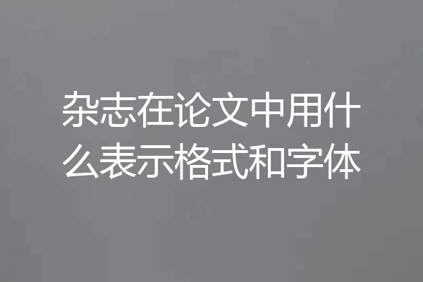 杂志在论文中用什么表示格式和字体