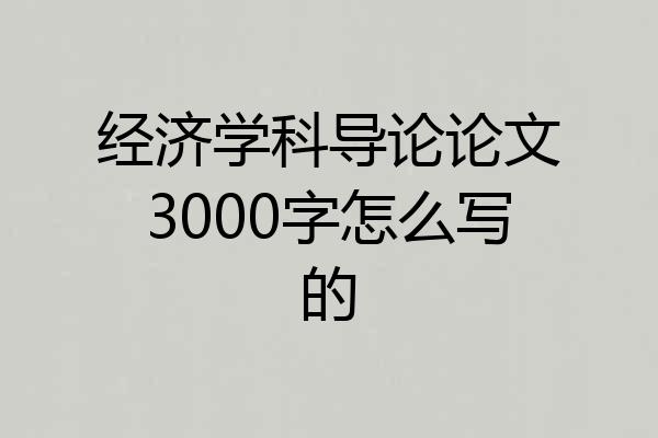 经济学科导论论文3000字怎么写的