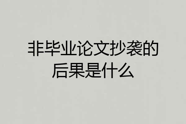 非毕业论文抄袭的后果是什么