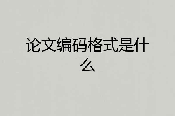 论文编码格式是什么