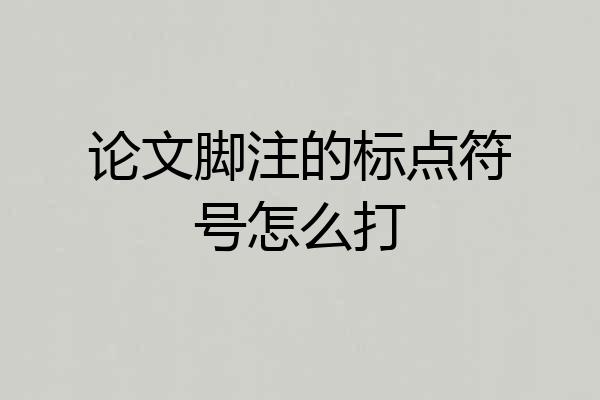 论文脚注的标点符号怎么打