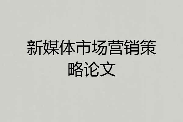 新媒体市场营销策略论文