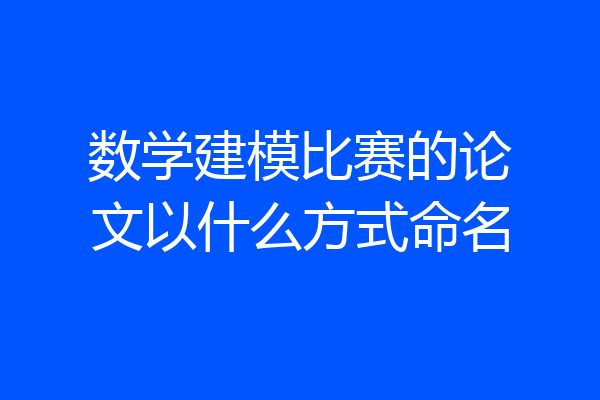 数学建模比赛的论文以什么方式命名
