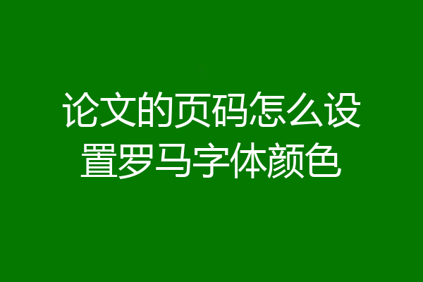 论文的页码怎么设置罗马字体颜色