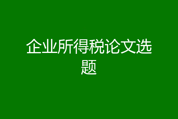 企业所得税论文选题
