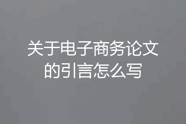 关于电子商务论文的引言怎么写