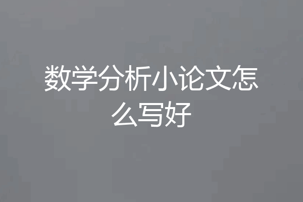 数学分析小论文怎么写好