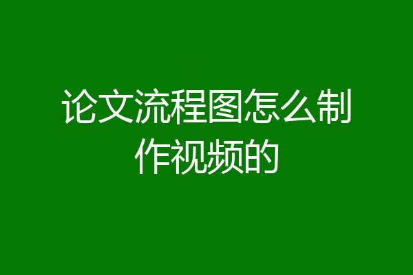 论文流程图怎么制作视频的
