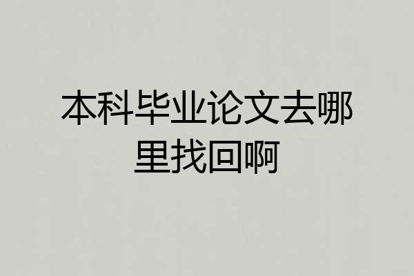 本科毕业论文去哪里找回啊